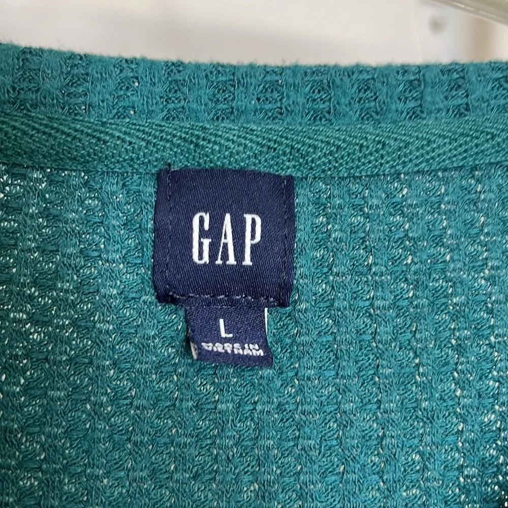 Gap Teal Waffle Knit Long Sleeve Top- L - Picture 4 of 5